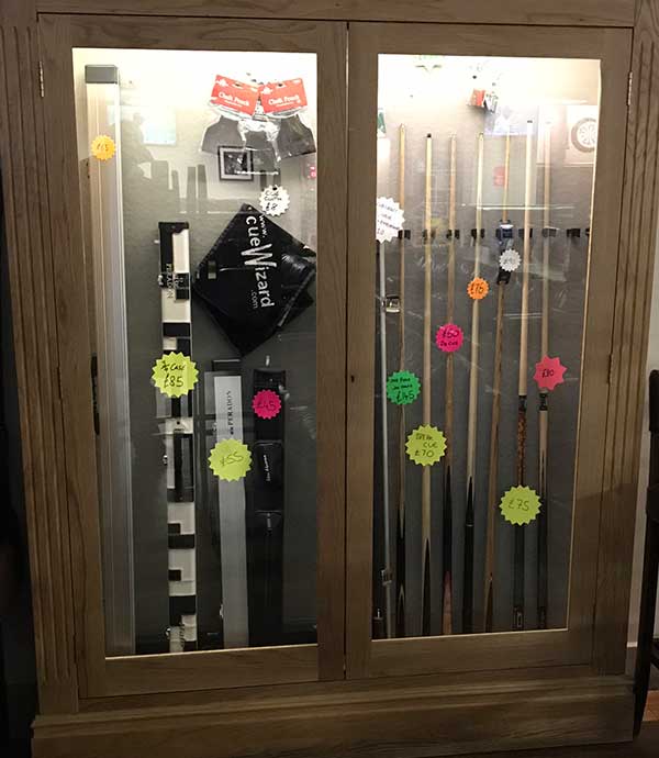 Pool cues at Allstars Bristol