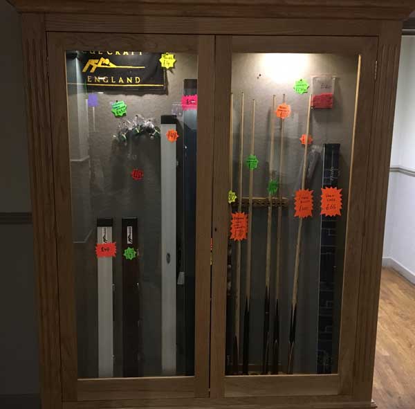 Pool cues at Allstars Exeter